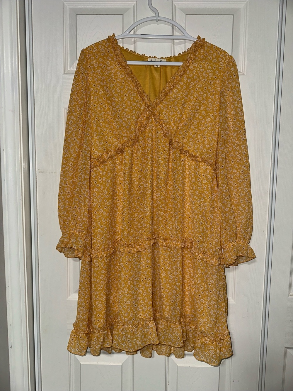 Mustard Floral Tiered Maxi Dress - Women